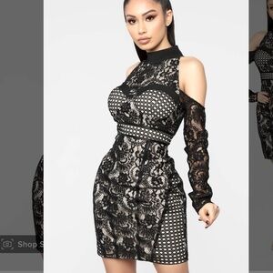 NWT Blithe LA Ice Cold lace crochet black dress women size S